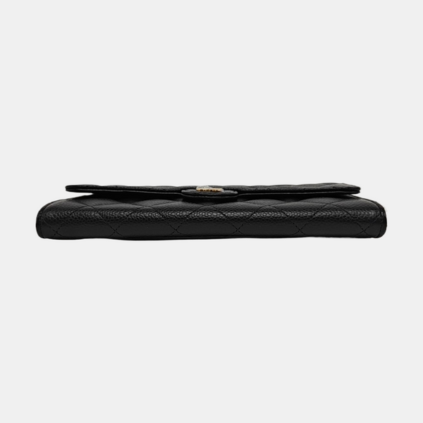 Authenticated pre-owned  Classic Flap Quilted Grained Calfskin Black Wallet - Wallet at Looply