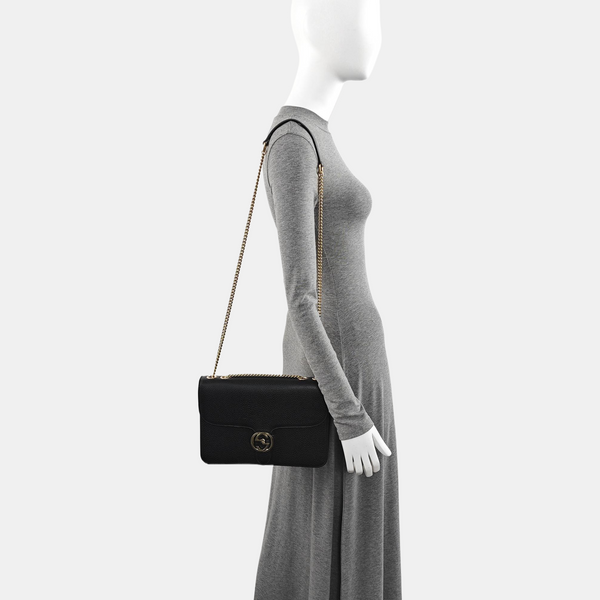 Authenticated pre-owned  Interlocking G Large Calfskin Black - Shoulder Bag at Looply