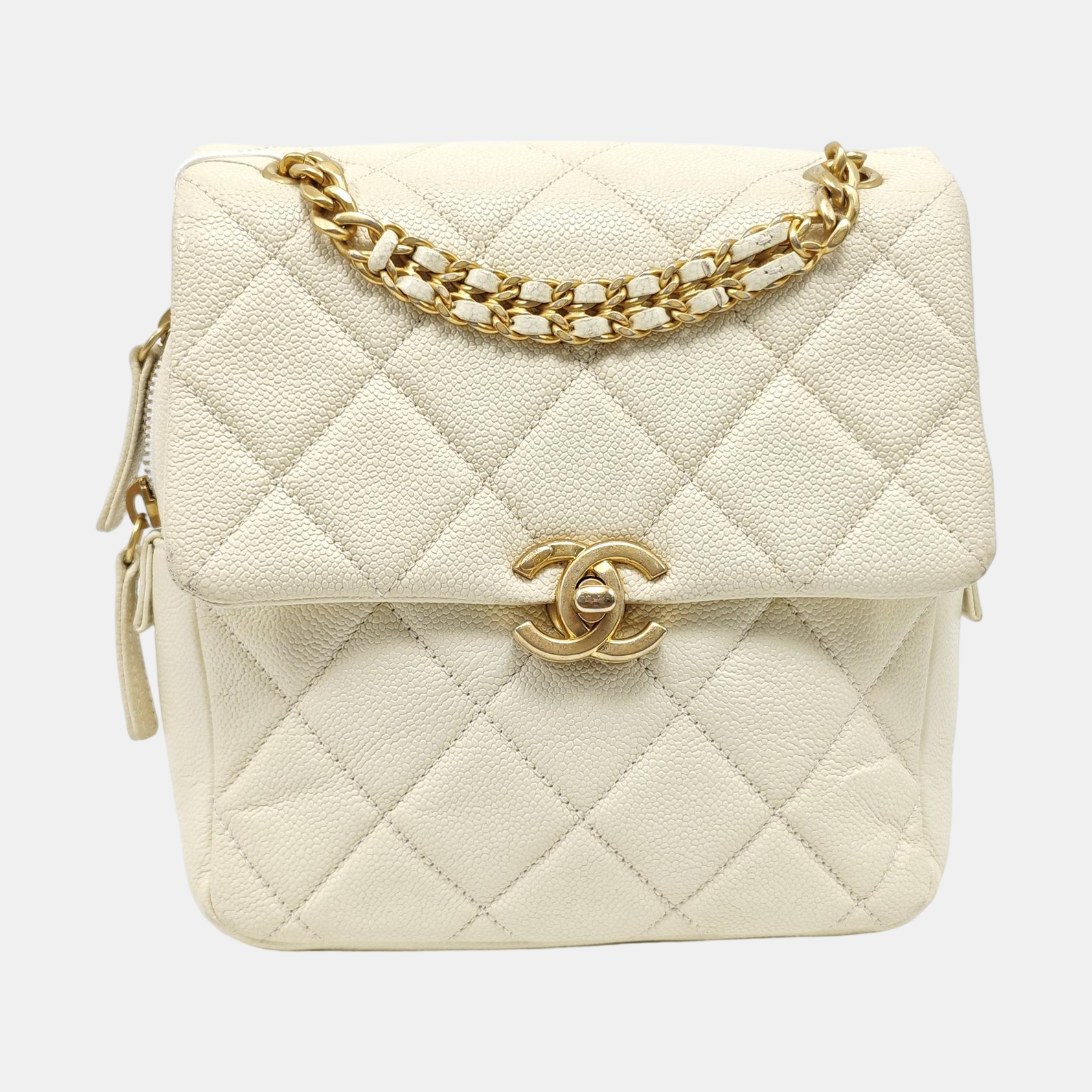 Quilted Grained Calfskin White