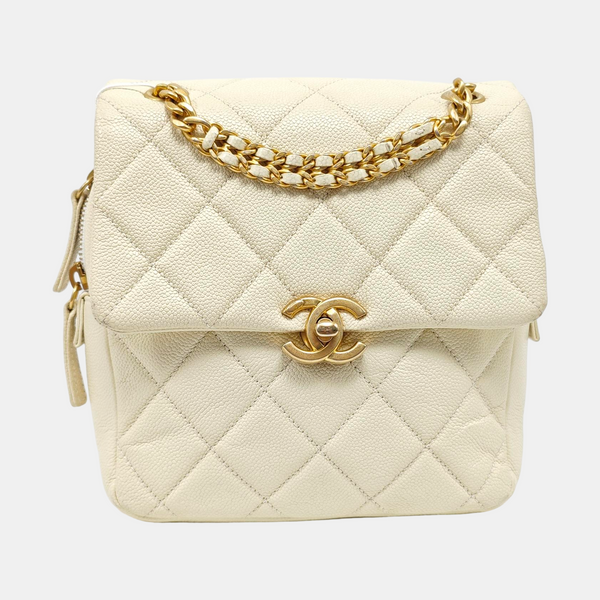 Quilted Grained Calfskin White
