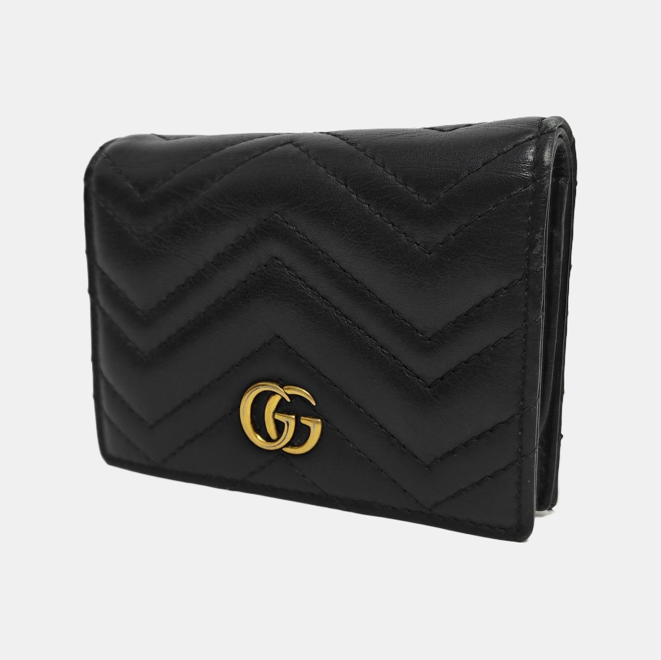Authenticated pre-owned  GG Marmont Calfskin Black Card Holder - Card Holder at Looply