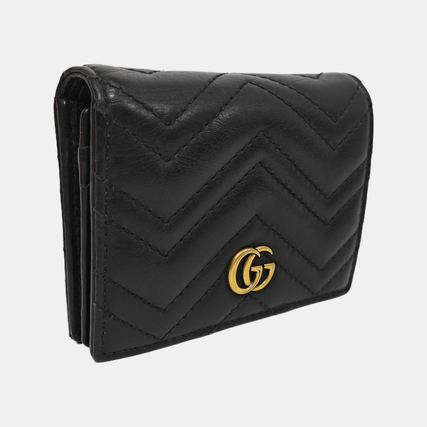Authenticated pre-owned  GG Marmont Calfskin Black Card Holder - Card Holder at Looply