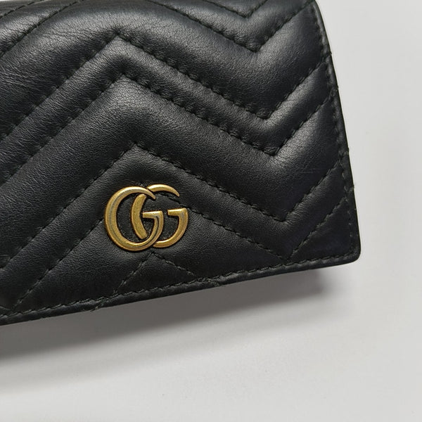 Authenticated pre-owned  GG Marmont Calfskin Black Card Holder - Card Holder at Looply