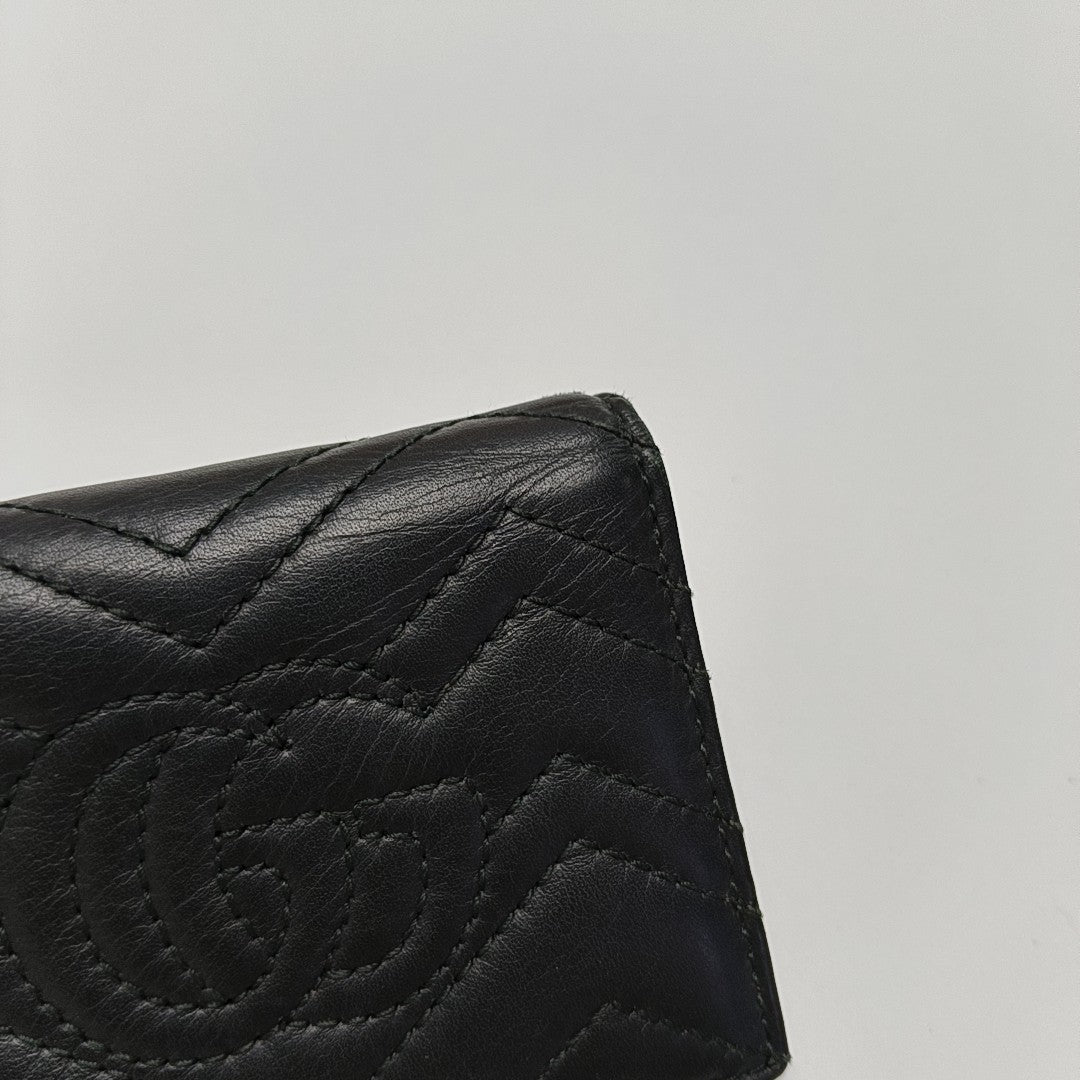 Authenticated pre-owned  GG Marmont Calfskin Black Card Holder - Card Holder at Looply
