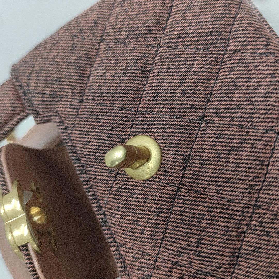 Authenticated pre-owned  Kelly Quilted Denim Pink - Shoulder Bag at Looply