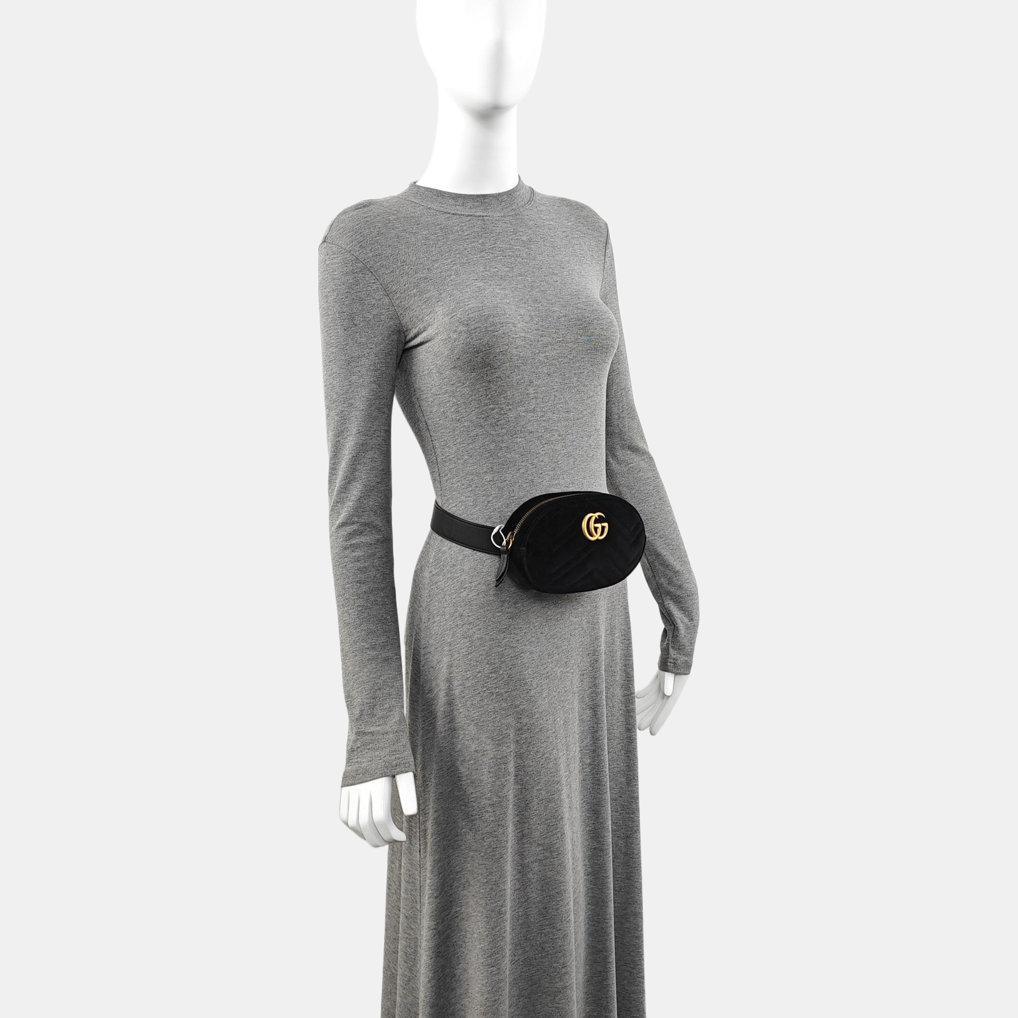 Authenticated pre-owned  GG Marmont Velvet Black - Belt Bag at Looply