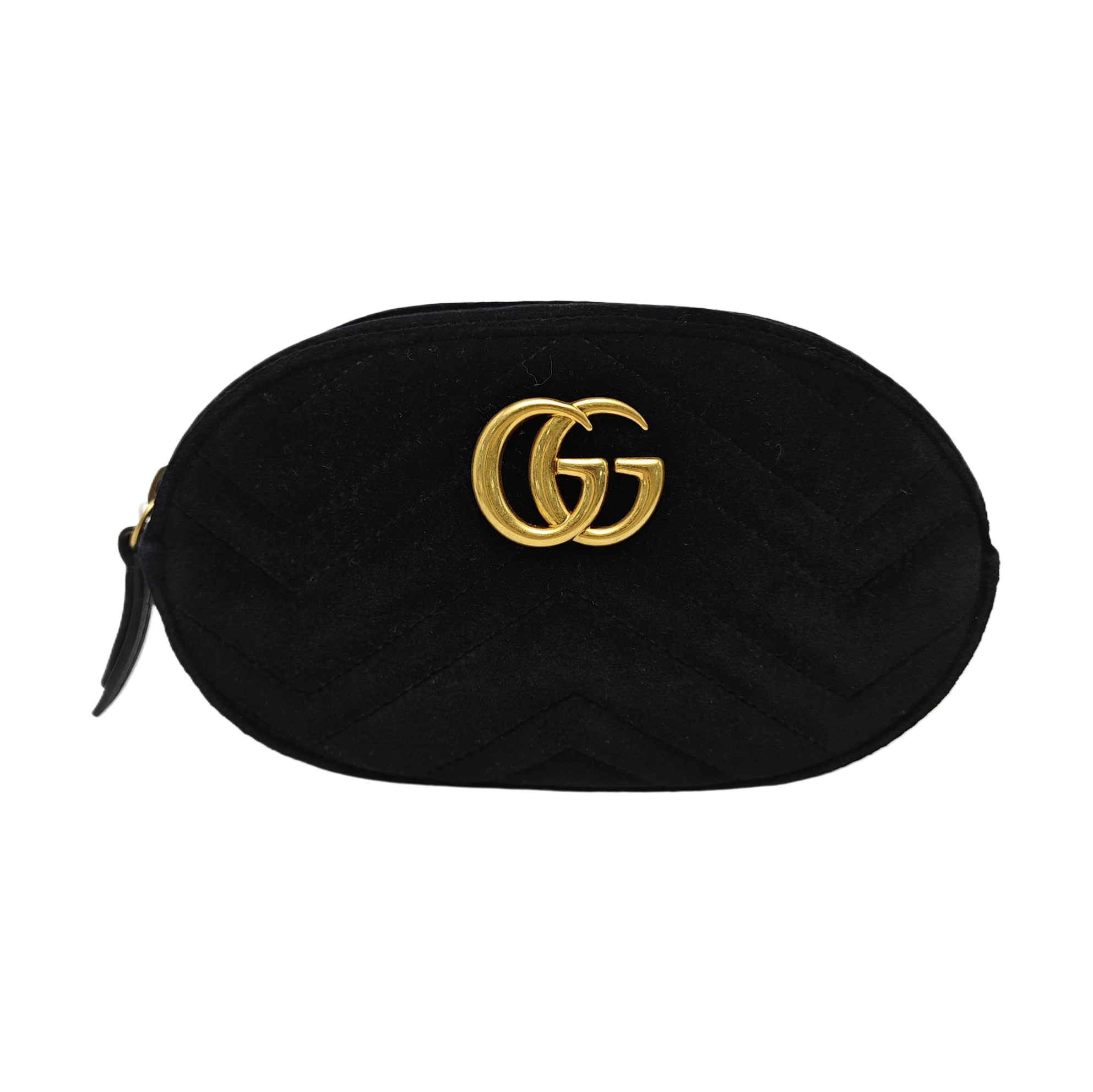 Authenticated pre-owned  GG Marmont Velvet Black - Belt Bag at Looply