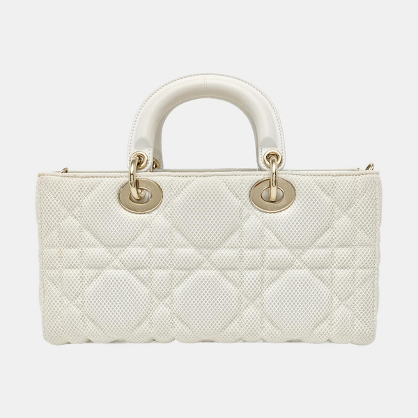 Authenticated pre-owned  Lady D-Joy Medium Fabric White - Shoulder Bag at Looply