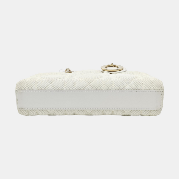 Authenticated pre-owned  Lady D-Joy Medium Fabric White - Shoulder Bag at Looply