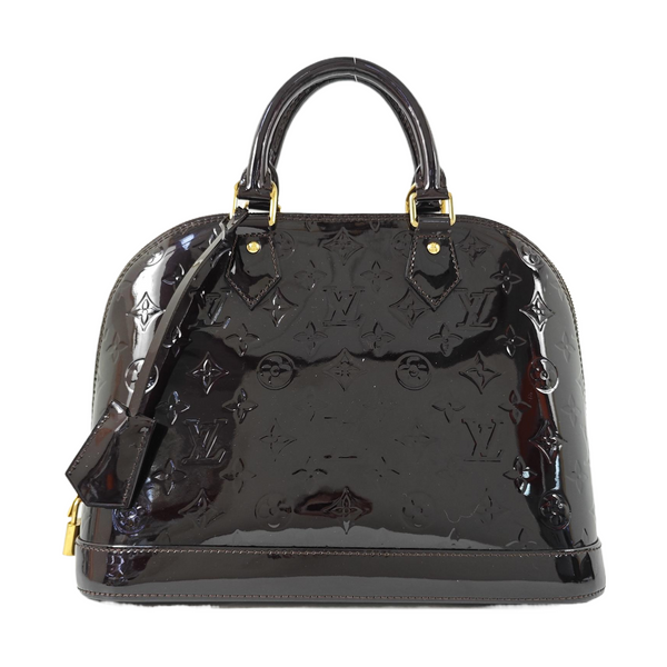 Authenticated pre-owned  Alma PM Monogram Patent Leather Brown - Top Handle Bag at Looply
