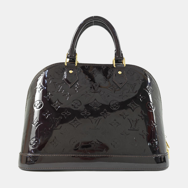 Authenticated pre-owned  Alma PM Monogram Patent Leather Brown - Top Handle Bag at Looply