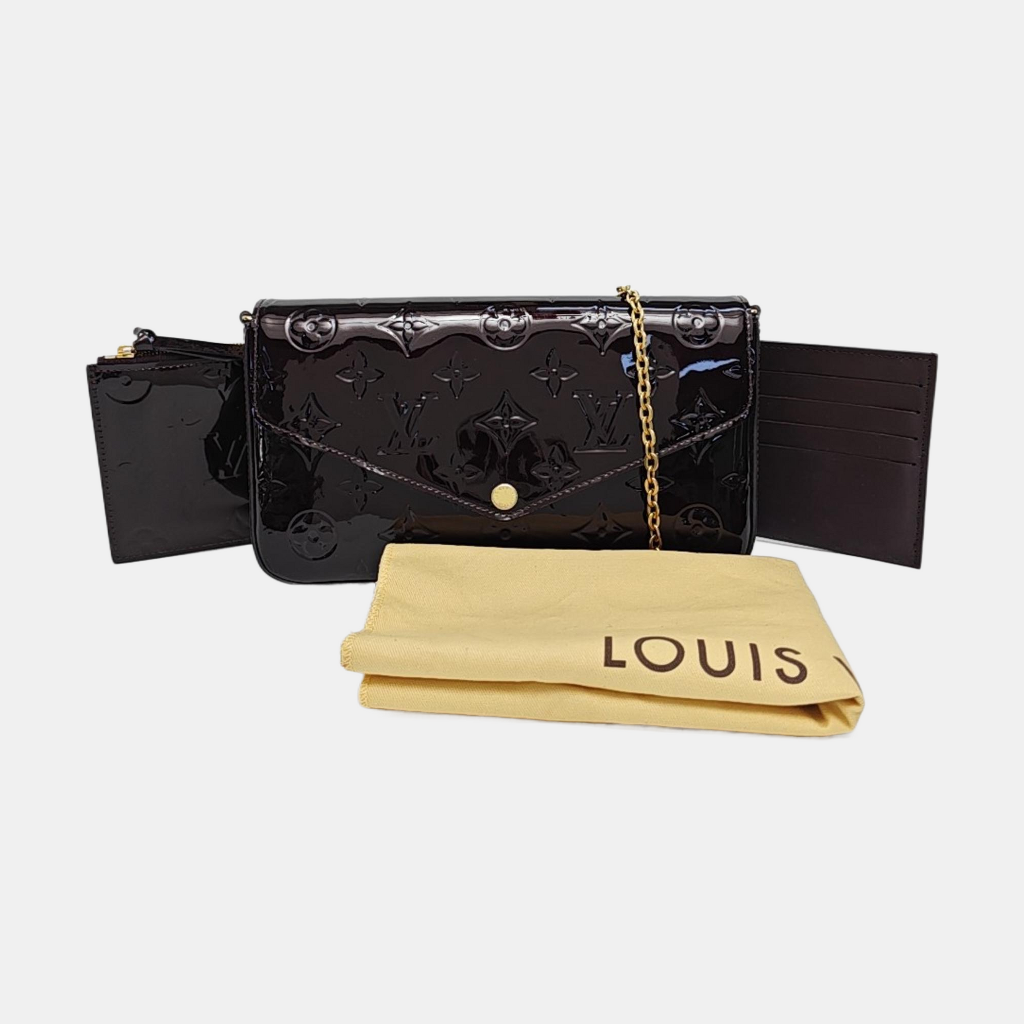 Authenticated pre-owned  Félicie Monogram Patent Leather Burgundy - Shoulder Bag at Looply
