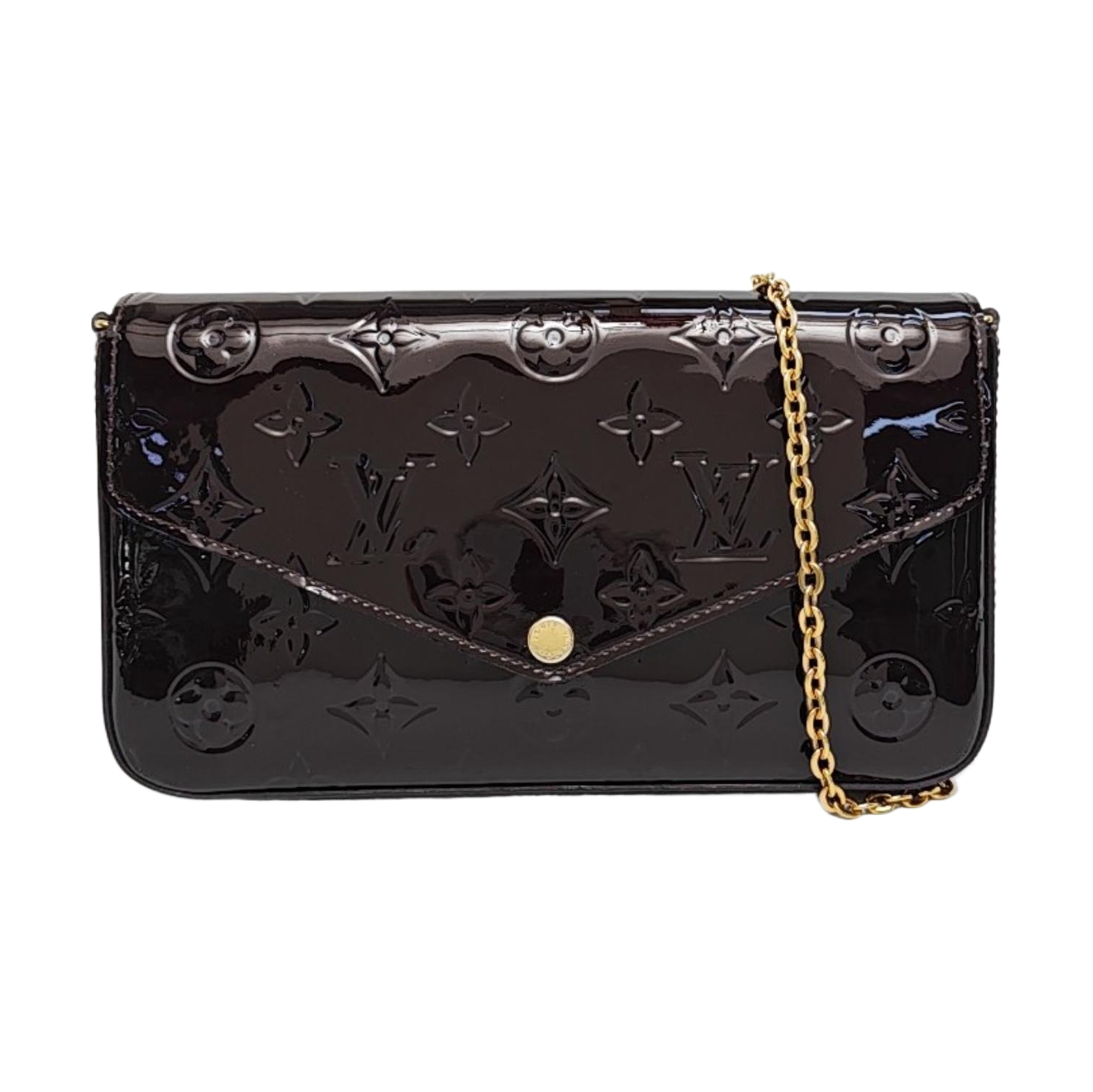 Authenticated pre-owned  Félicie Monogram Patent Leather Burgundy - Shoulder Bag at Looply