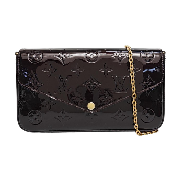 Authenticated pre-owned  Félicie Monogram Patent Leather Burgundy - Shoulder Bag at Looply