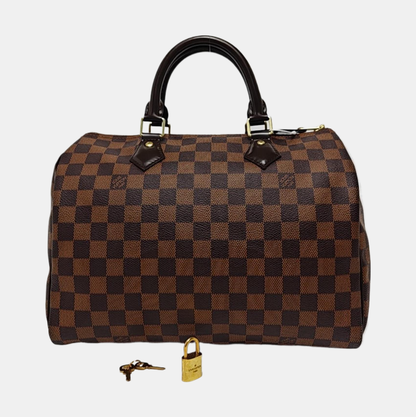 Authenticated pre-owned  Speedy 30 Damier Ebene Coated Canvas Brown - Top Handle Bag at Looply