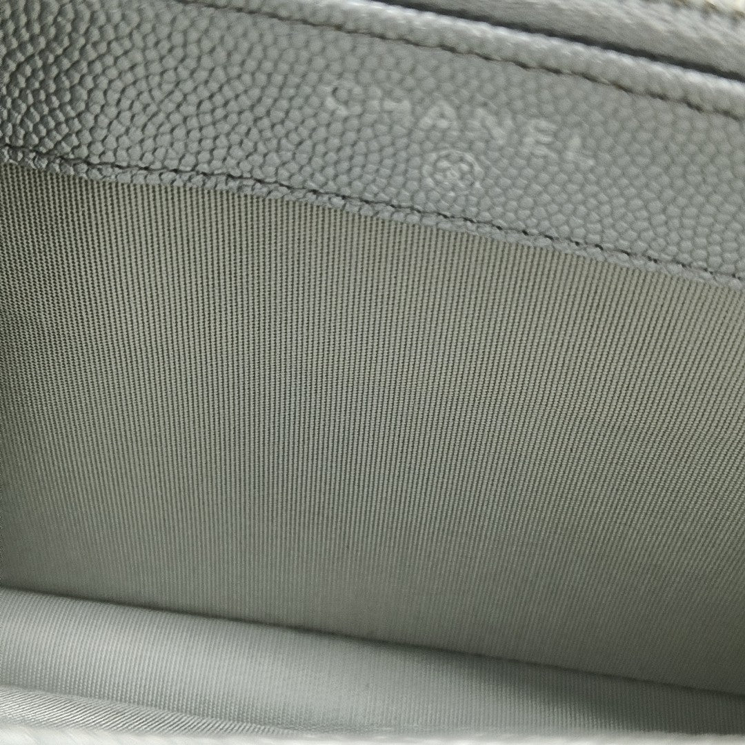 Chevron Grained Lambskin Silver
