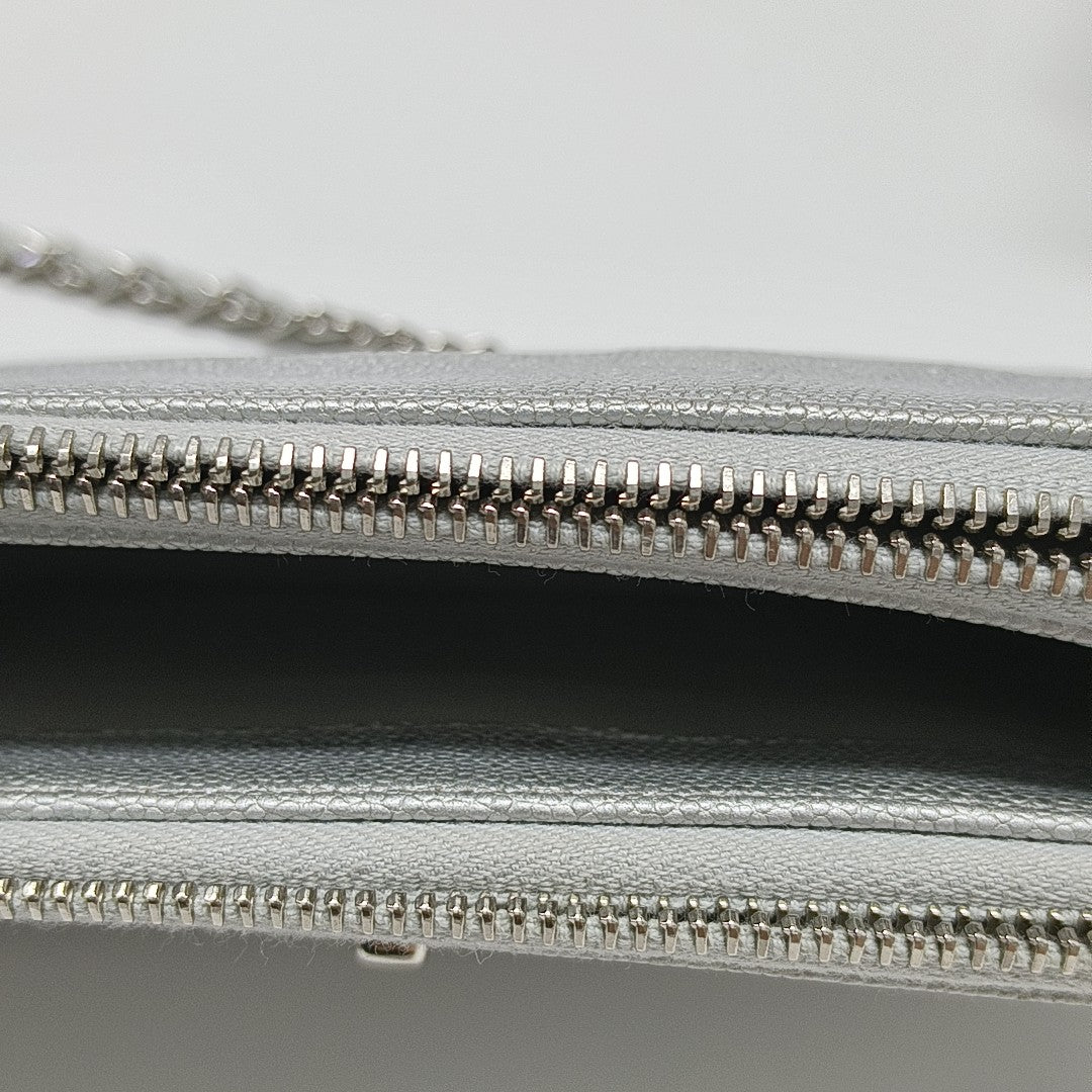Chevron Grained Lambskin Silver
