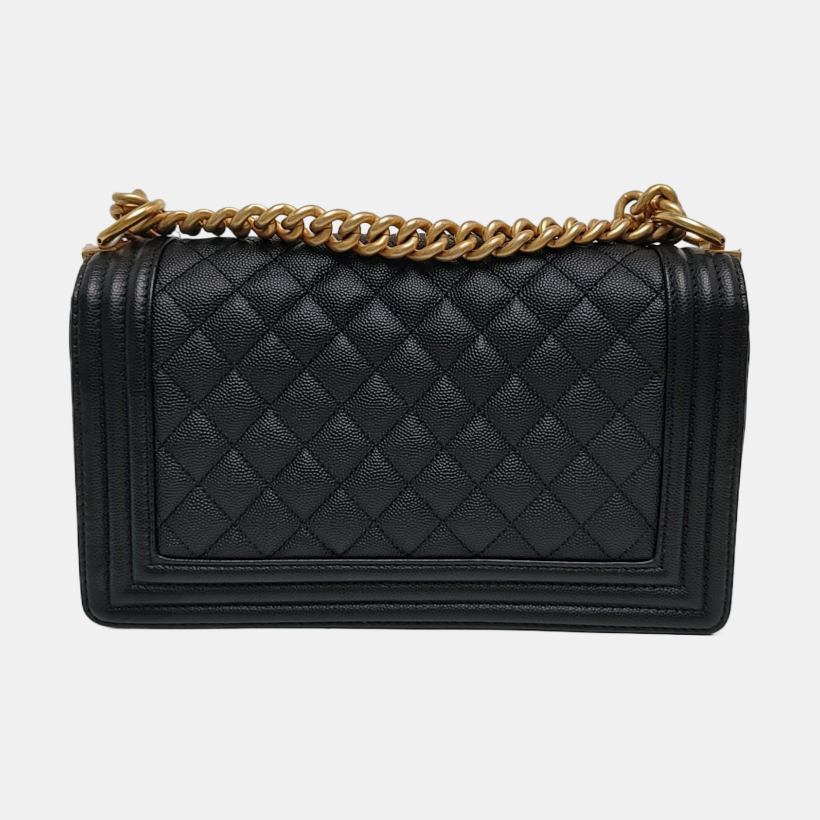 BOY CHANEL Medium Quilted Grained Calfskin Black