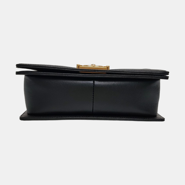 BOY CHANEL Medium Quilted Grained Calfskin Black