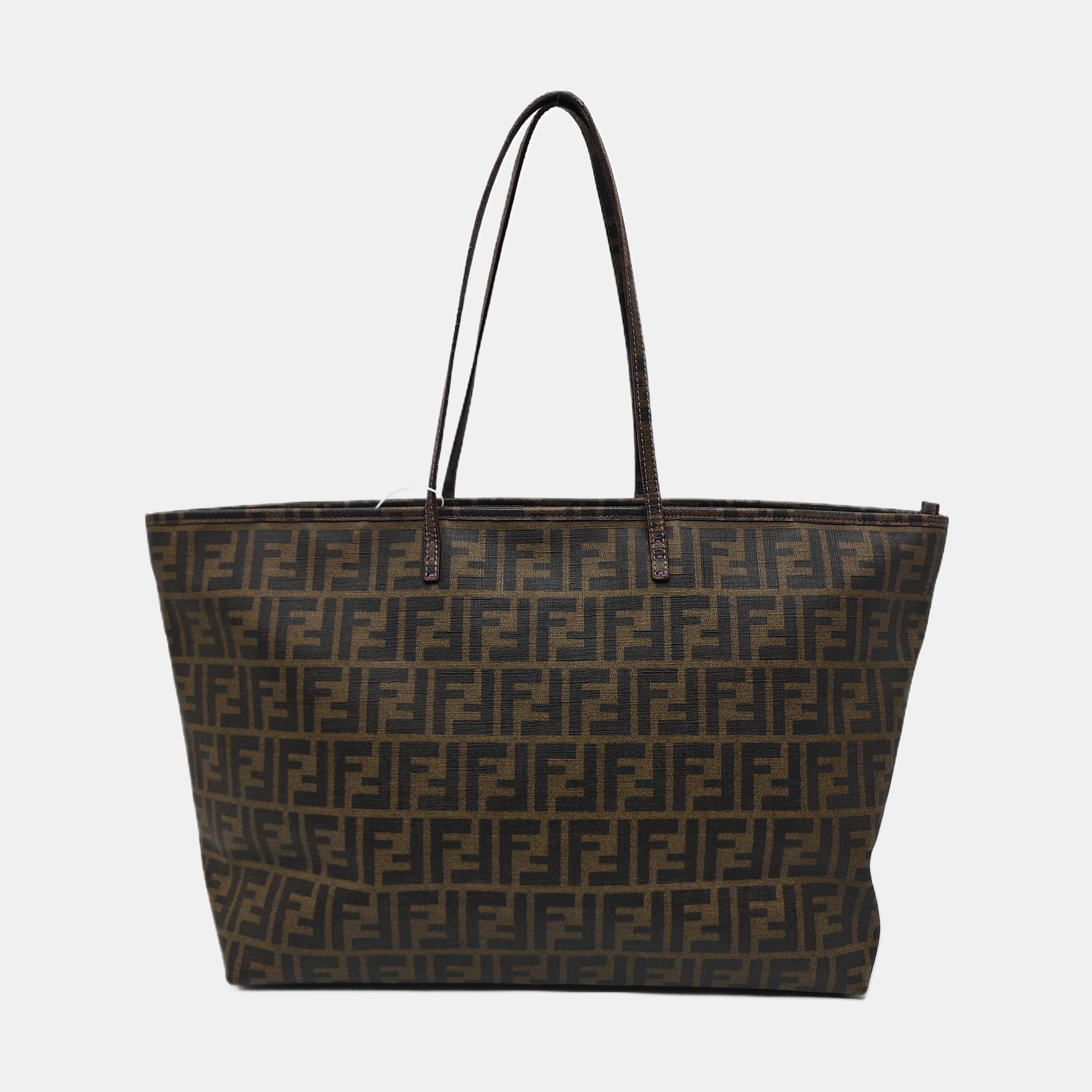 Bolso tote de lona revestida marrón