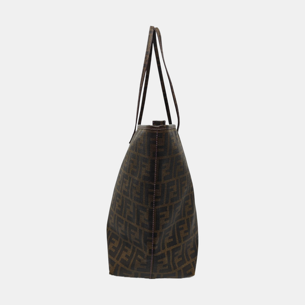 Bolso tote de lona revestida marrón