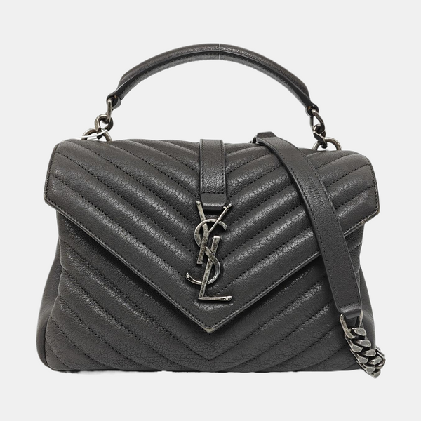 COLLEGE Medium Chevron Lambskin Gray