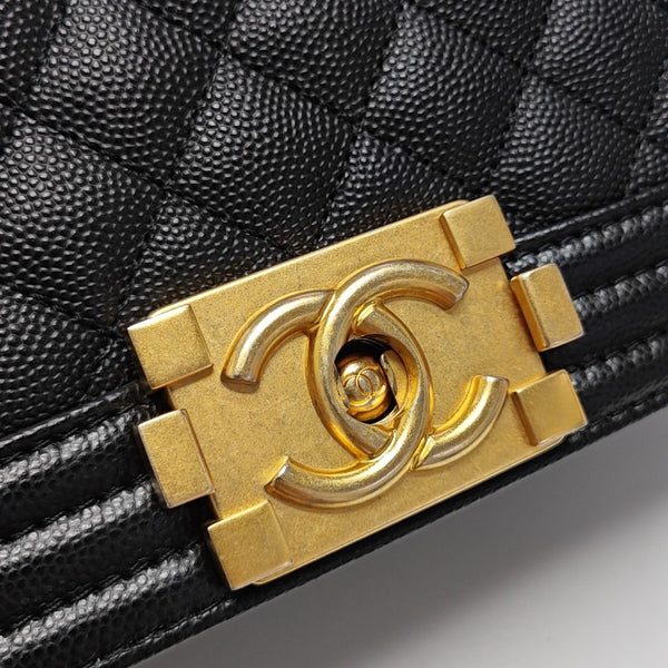 BOY CHANEL Medium Quilted Grained Calfskin Black