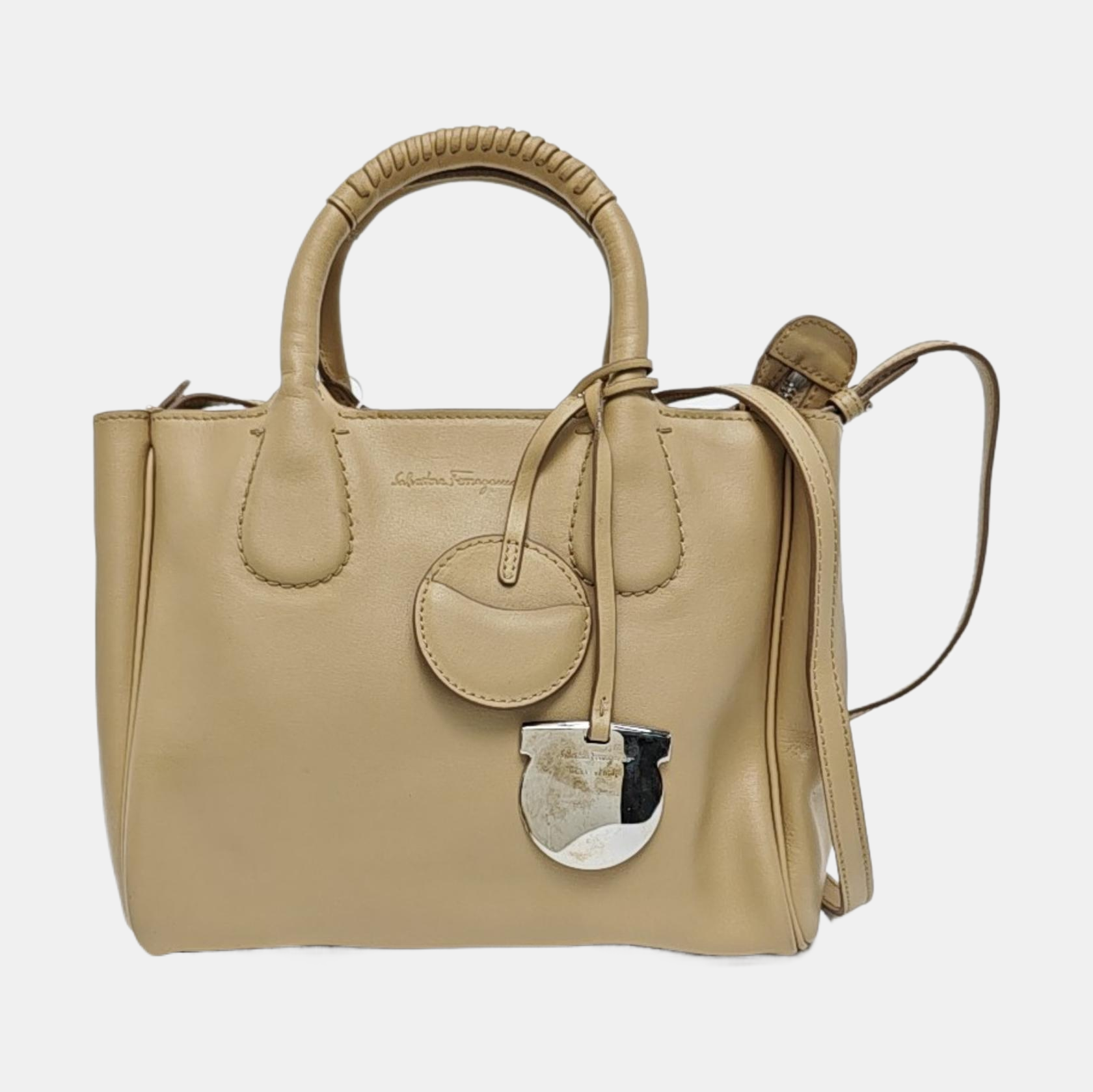 Gancini Calfskin Beige