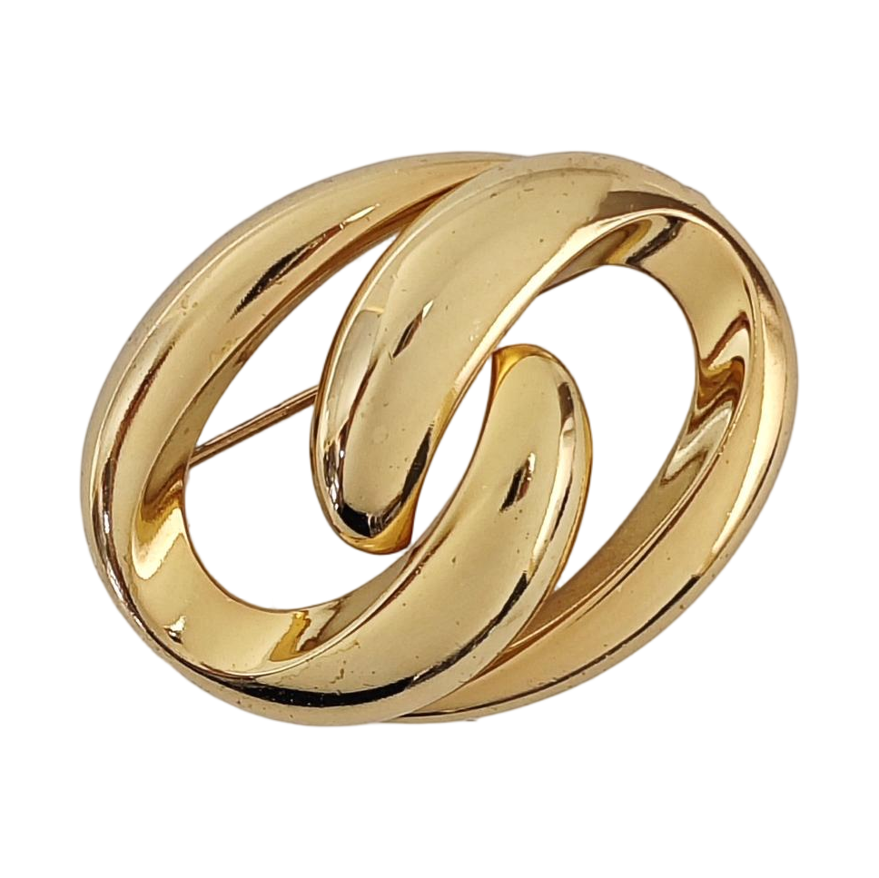 Authenticated pre-owned  Twist Round Gold-tone Metal Brooch - Brooch at Looply