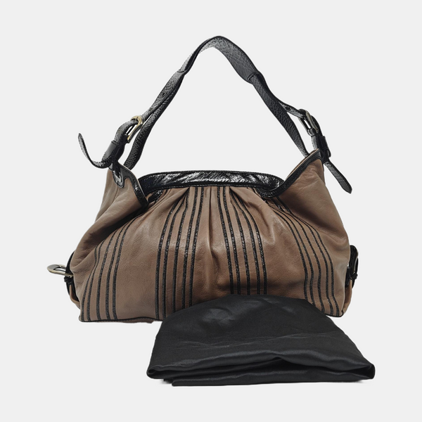 Bolso de mano de piel de ternera marrón