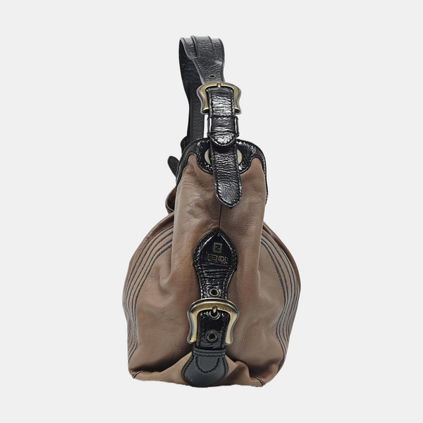 Bolso de mano de piel de ternera marrón