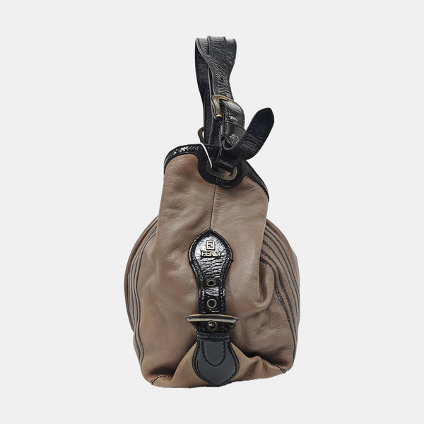 Bolso de mano de piel de ternera marrón