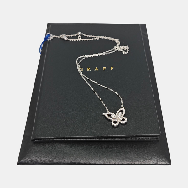 Authenticated pre-owned  Butterfly 18K White Gold Silver Necklace - Necklace at Looply