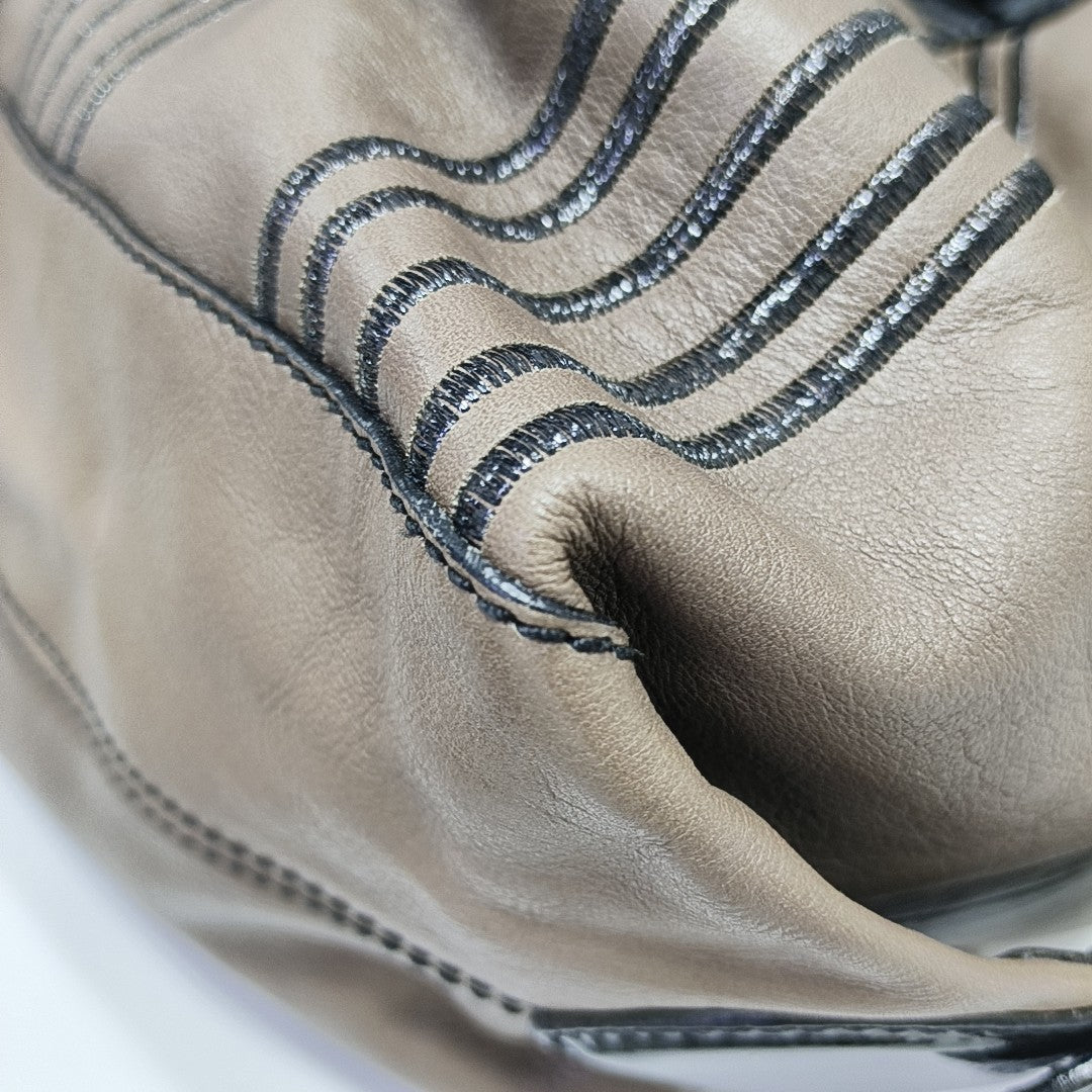 Bolso de mano de piel de ternera marrón