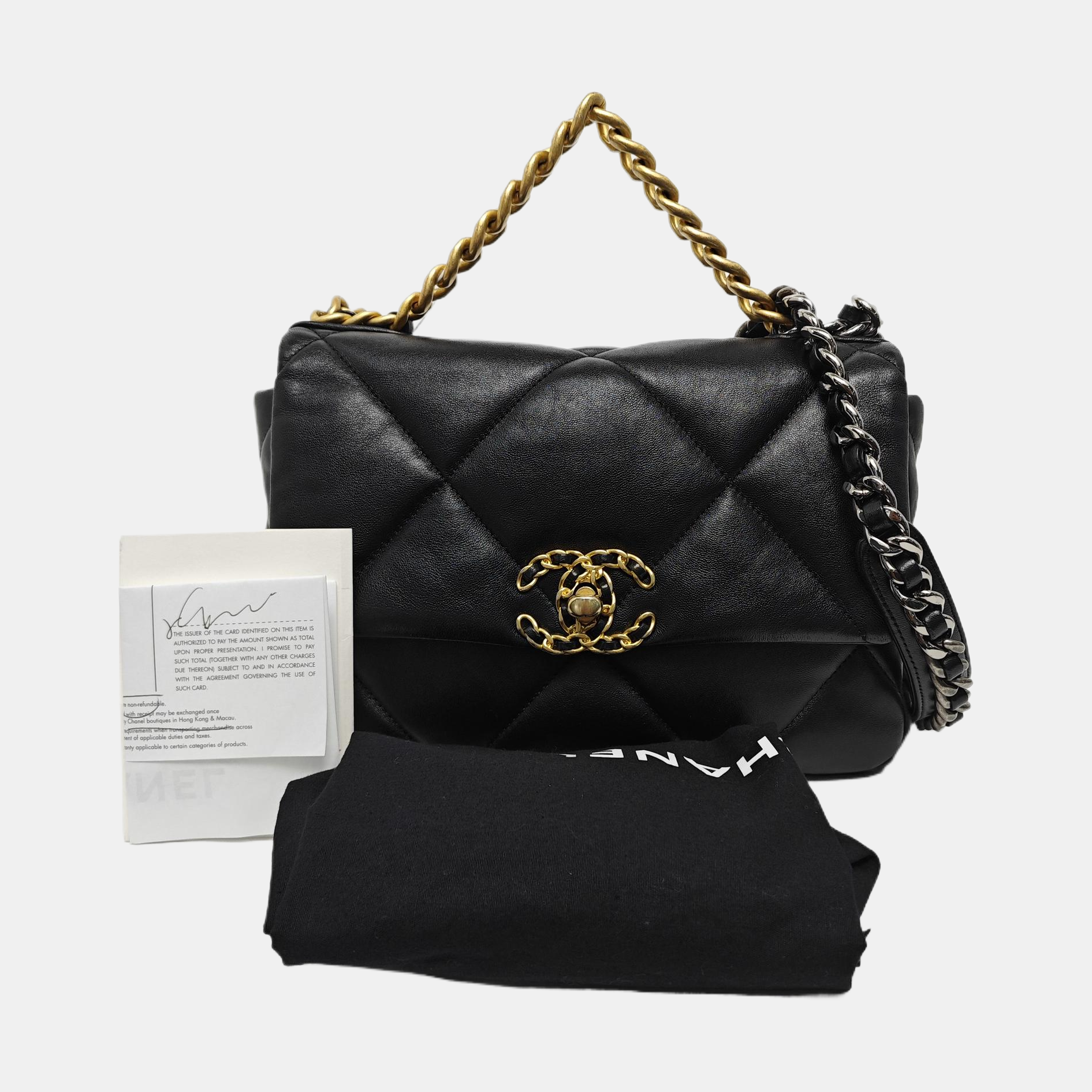 CHANEL 19 Small Quilted Lambskin Black