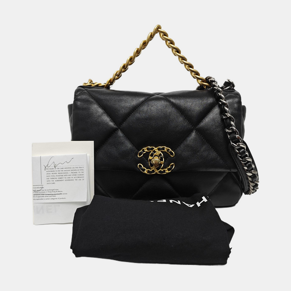 CHANEL 19 Small Quilted Lambskin Black