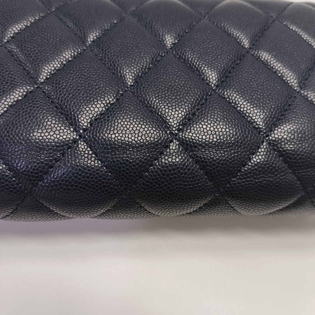 Quilted Grained Calfskin Wallet Blue