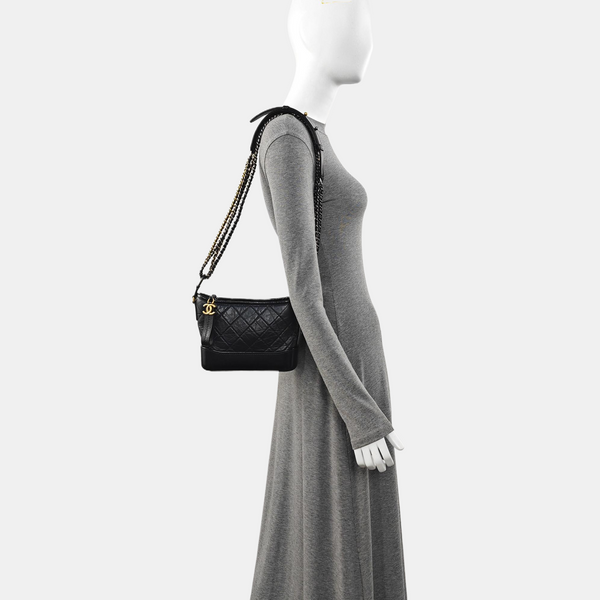 GABRIELLE Small Quilted Vintage Calf Black