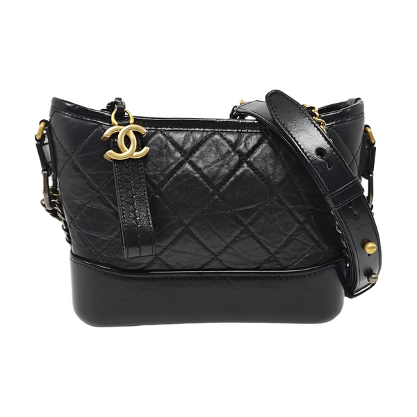 GABRIELLE Small Quilted Vintage Calf Black