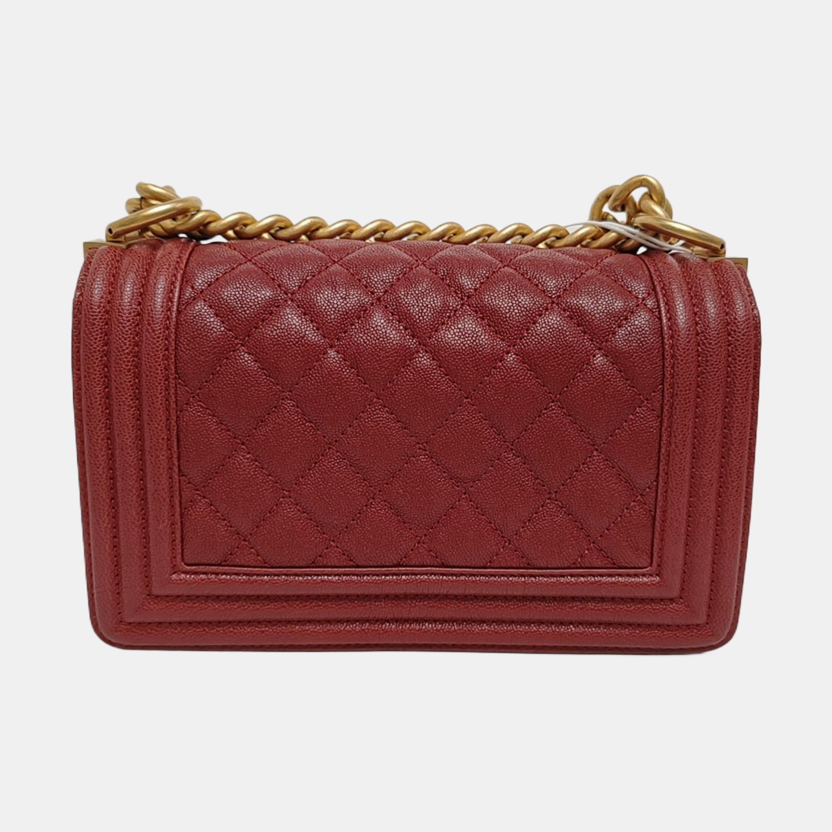 BOY CHANEL Small Quilted Grained Calfskin Red
