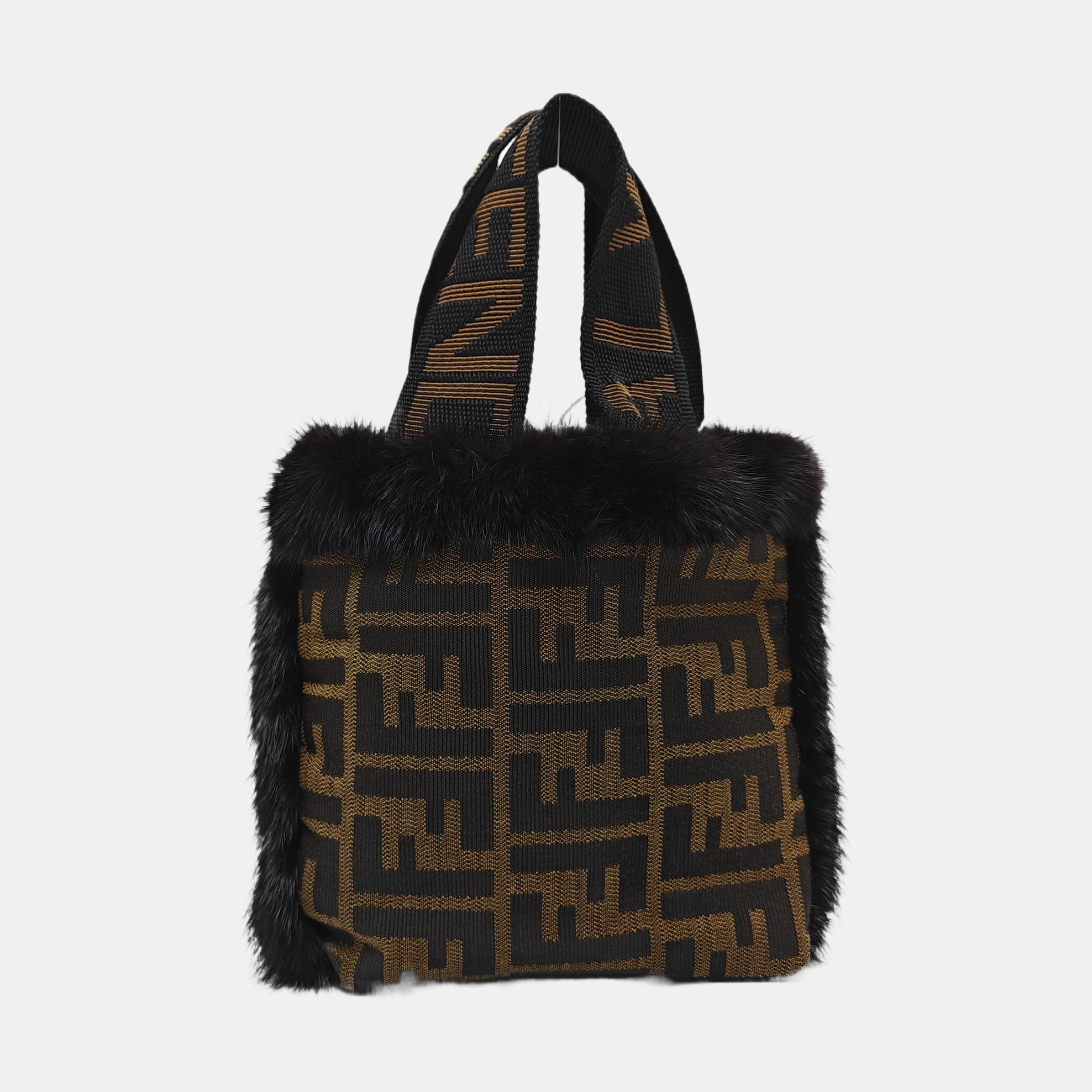 Bolso de mano de tela marrón