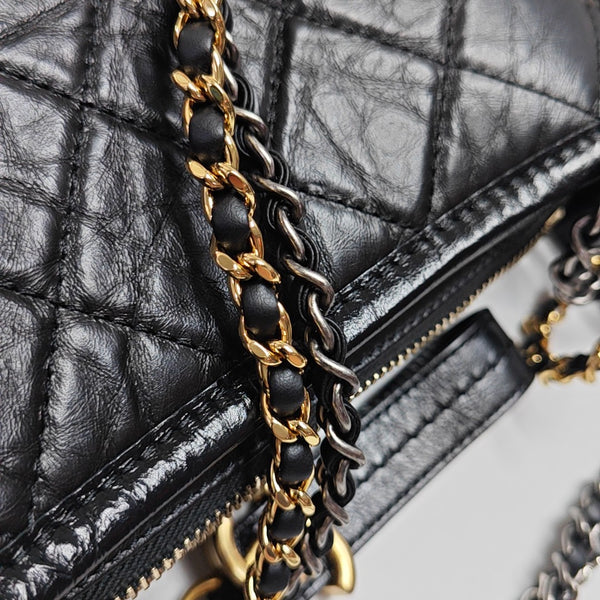 GABRIELLE Small Quilted Vintage Calf Black