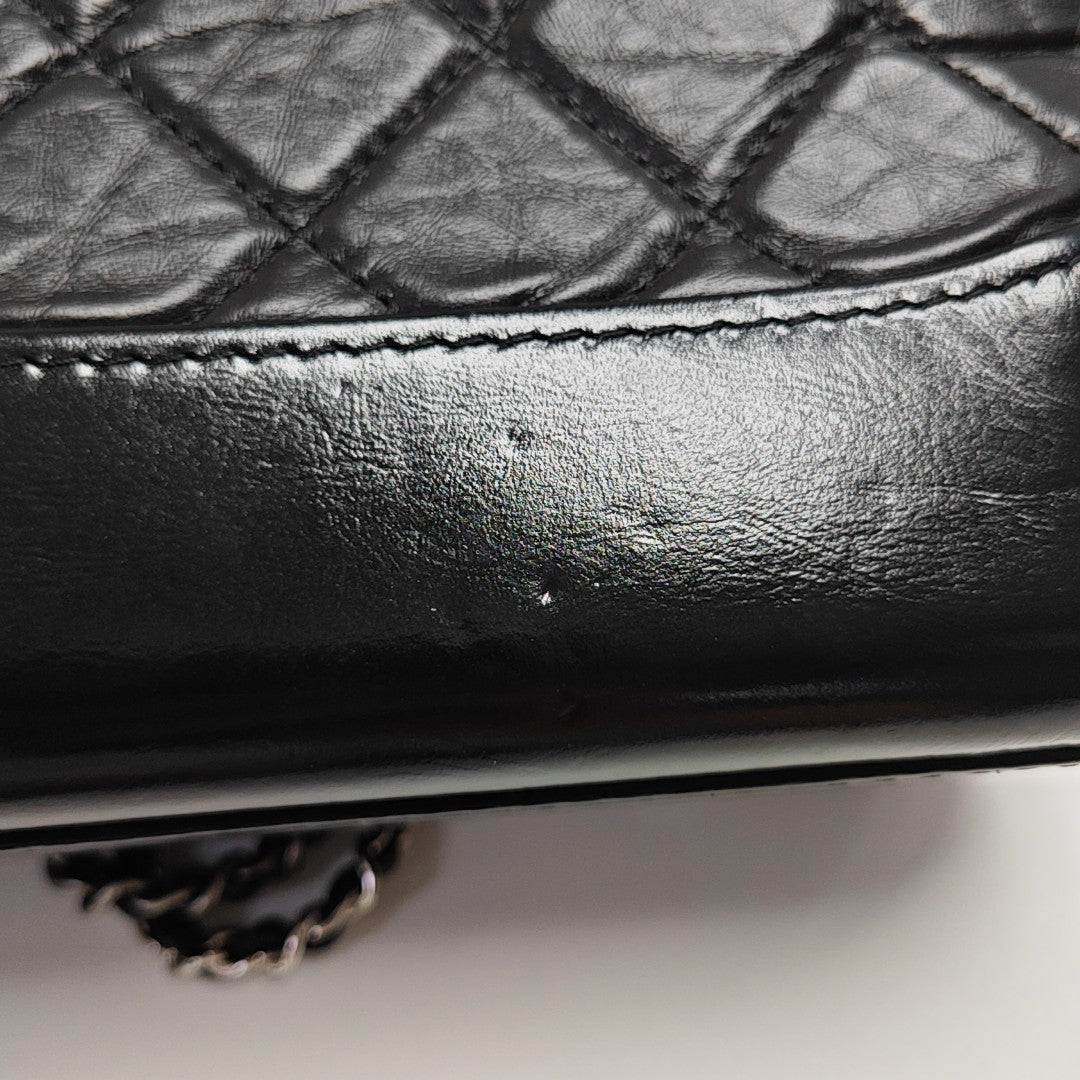 GABRIELLE Small Quilted Vintage Calf Black