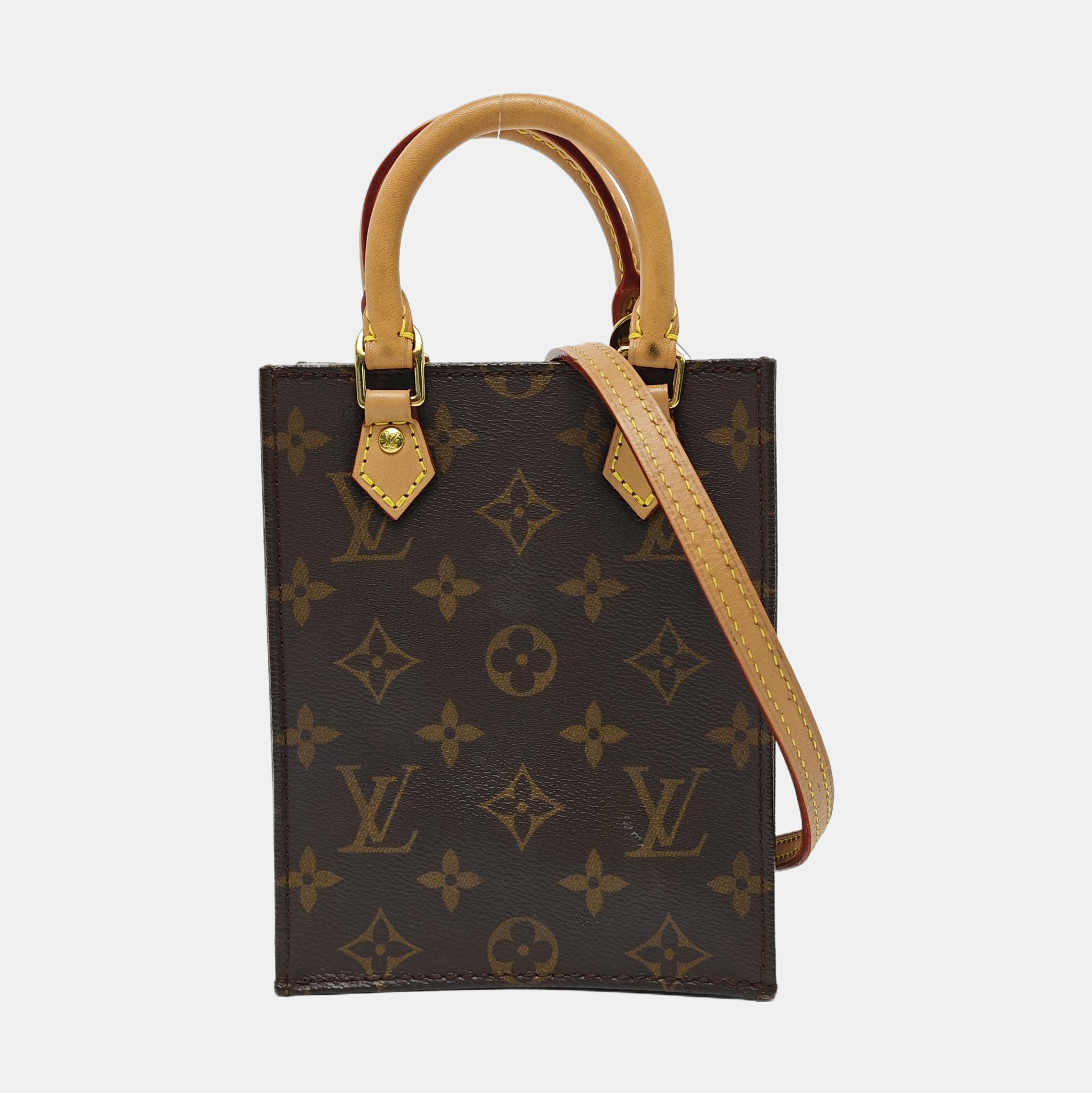 SAC PLAT Mini Monogram Coated Canvas Brown