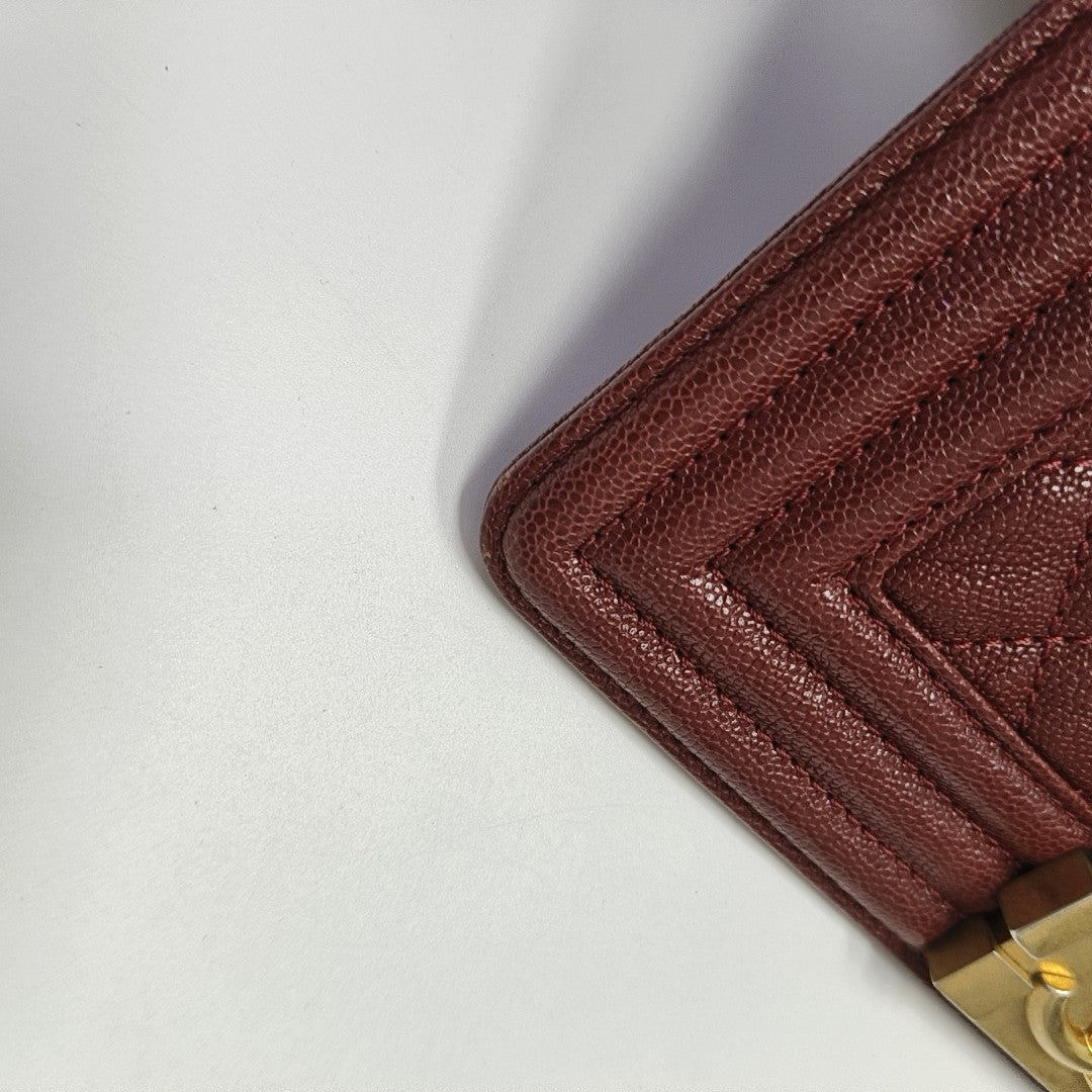 BOY CHANEL Small Quilted Grained Calfskin Red