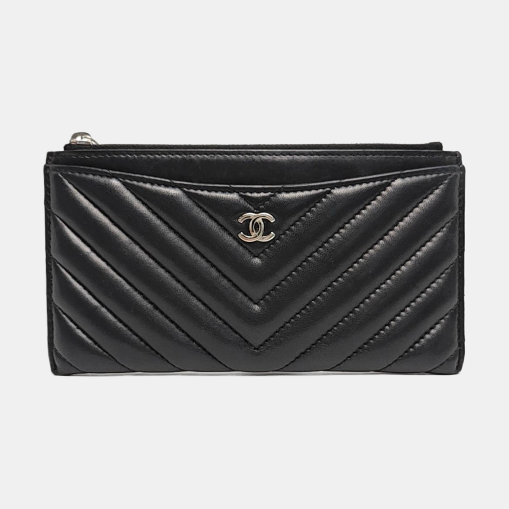 Chevron Lambskin Wallet Black