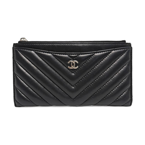 Chevron Lambskin Wallet Black
