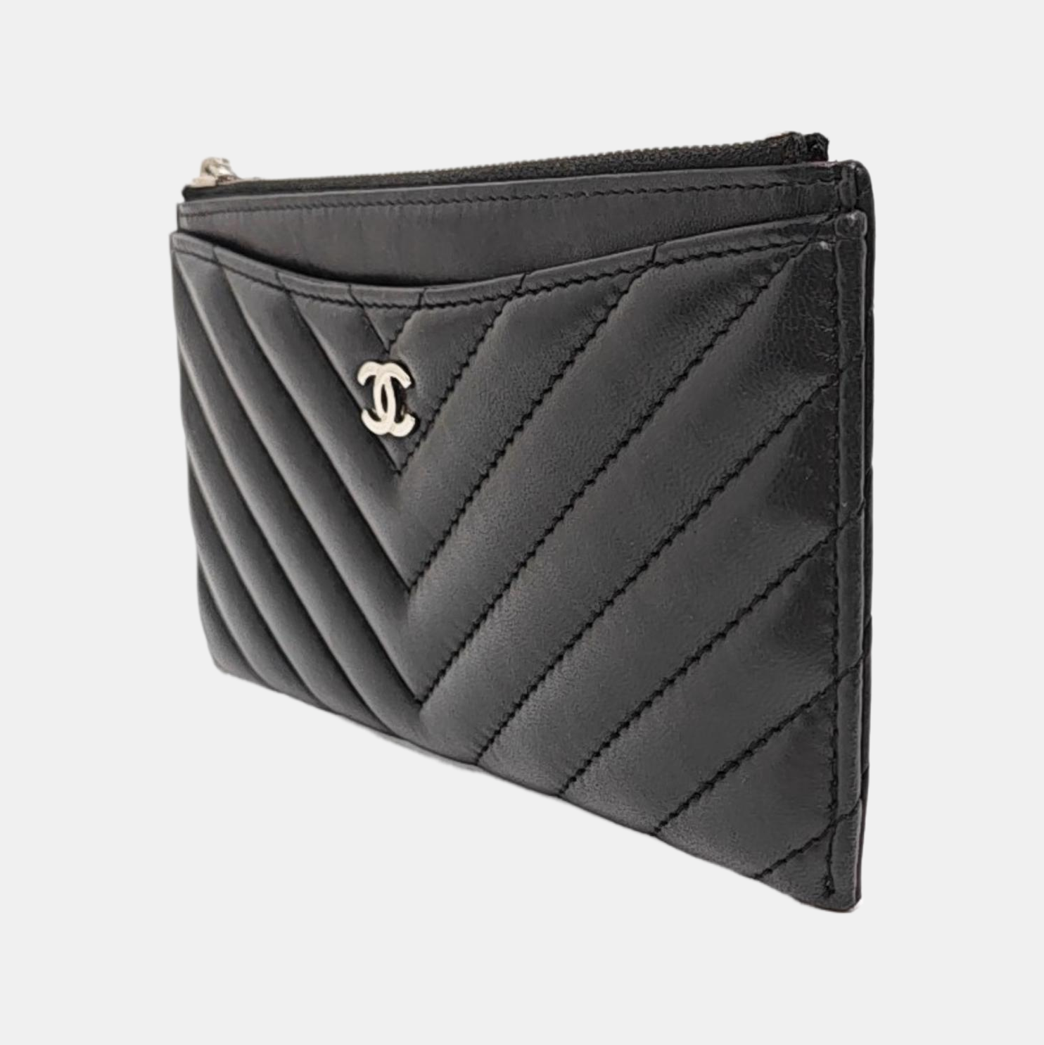 Chevron Lambskin Wallet Black