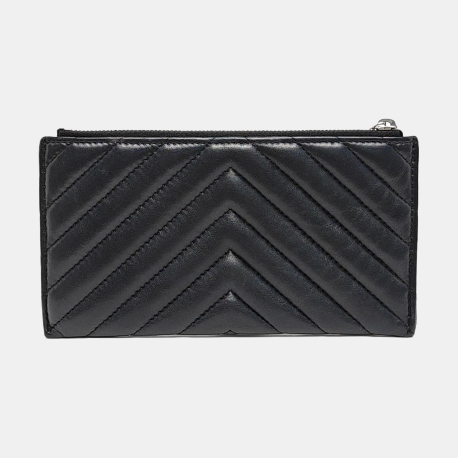 Chevron Lambskin Wallet Black