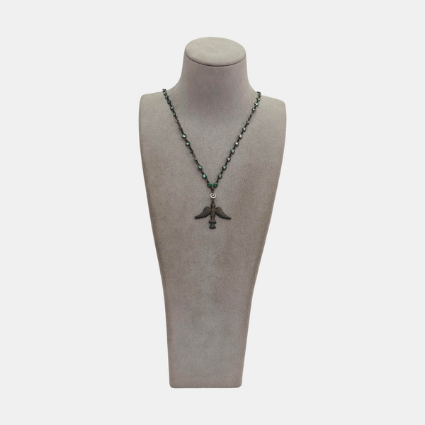 Authenticated pre-owned  925 Sterling Silver Synthetic Crystal Black Necklace - Necklace at Looply